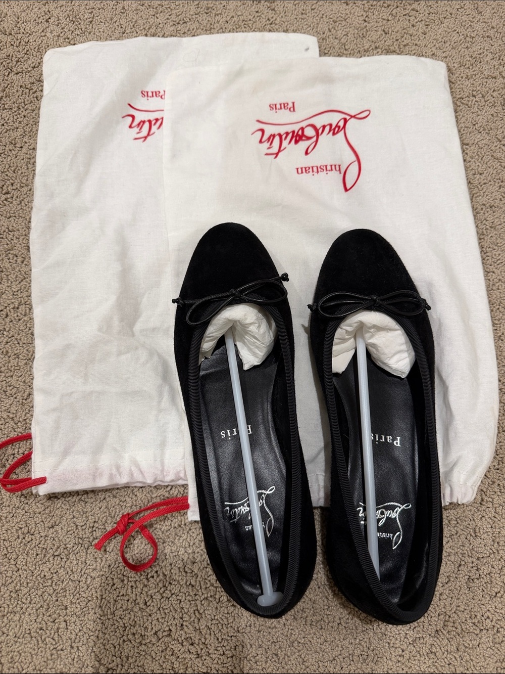 Christian Louboutin Black Suede Ballet Flats
